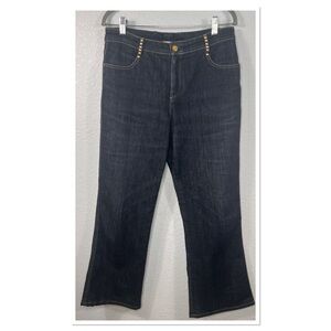 St John Sport Women's Classic Dark Blue Jeans w/ Gold Studs Sz 10